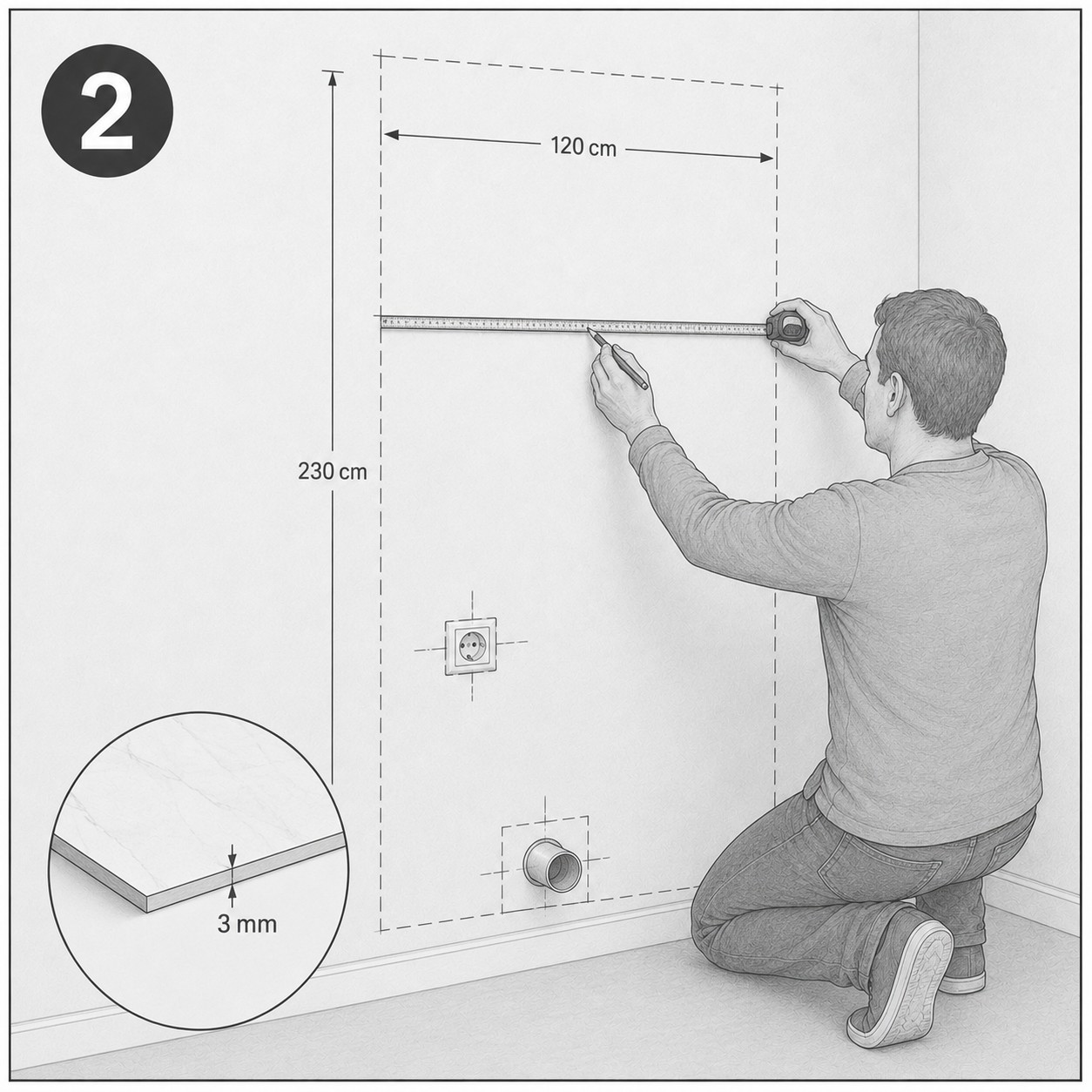 Schritt 2 PVC-Wandpaneele Montage: Wandfläche exakt ausmessen