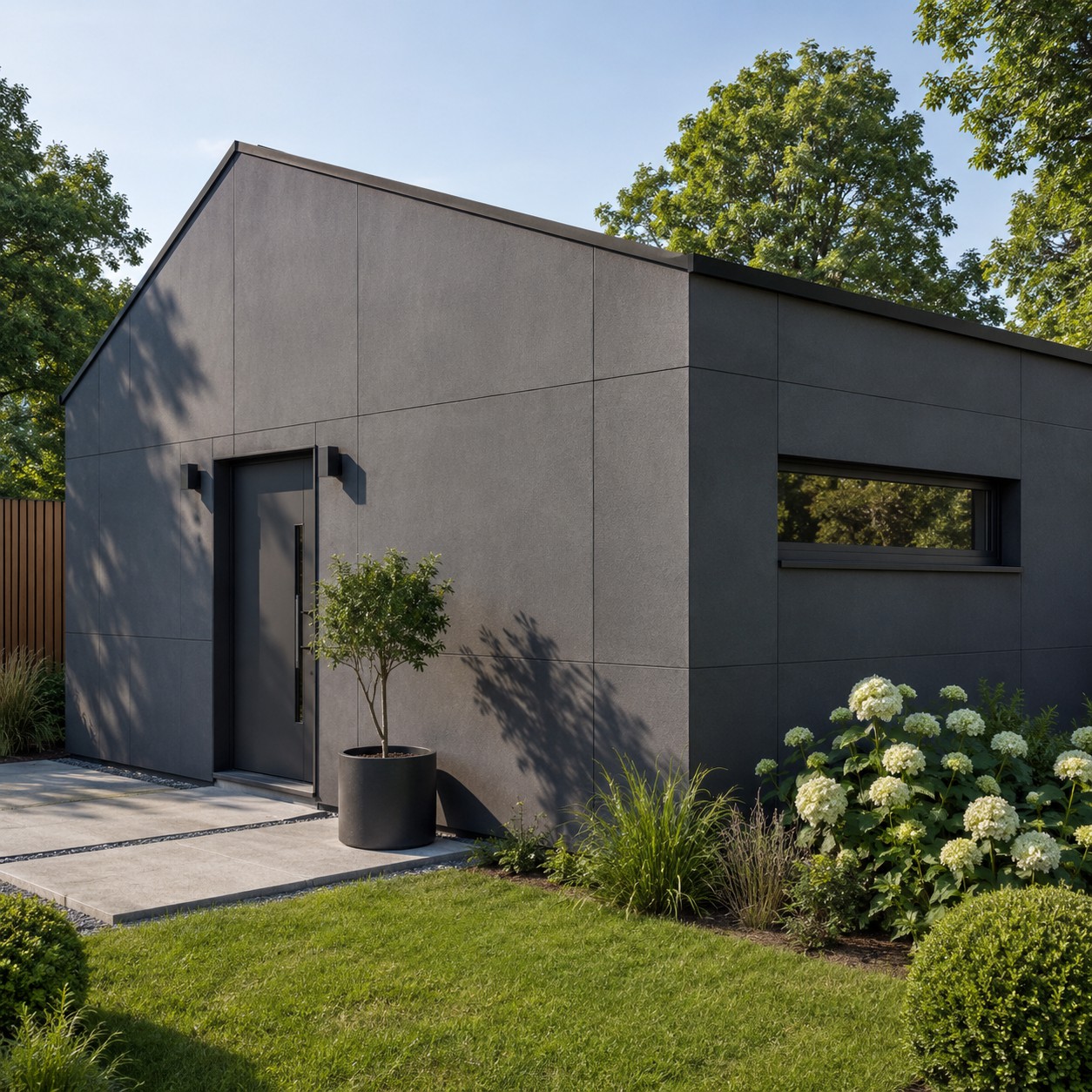 HPL Fassade und Gartenhaus