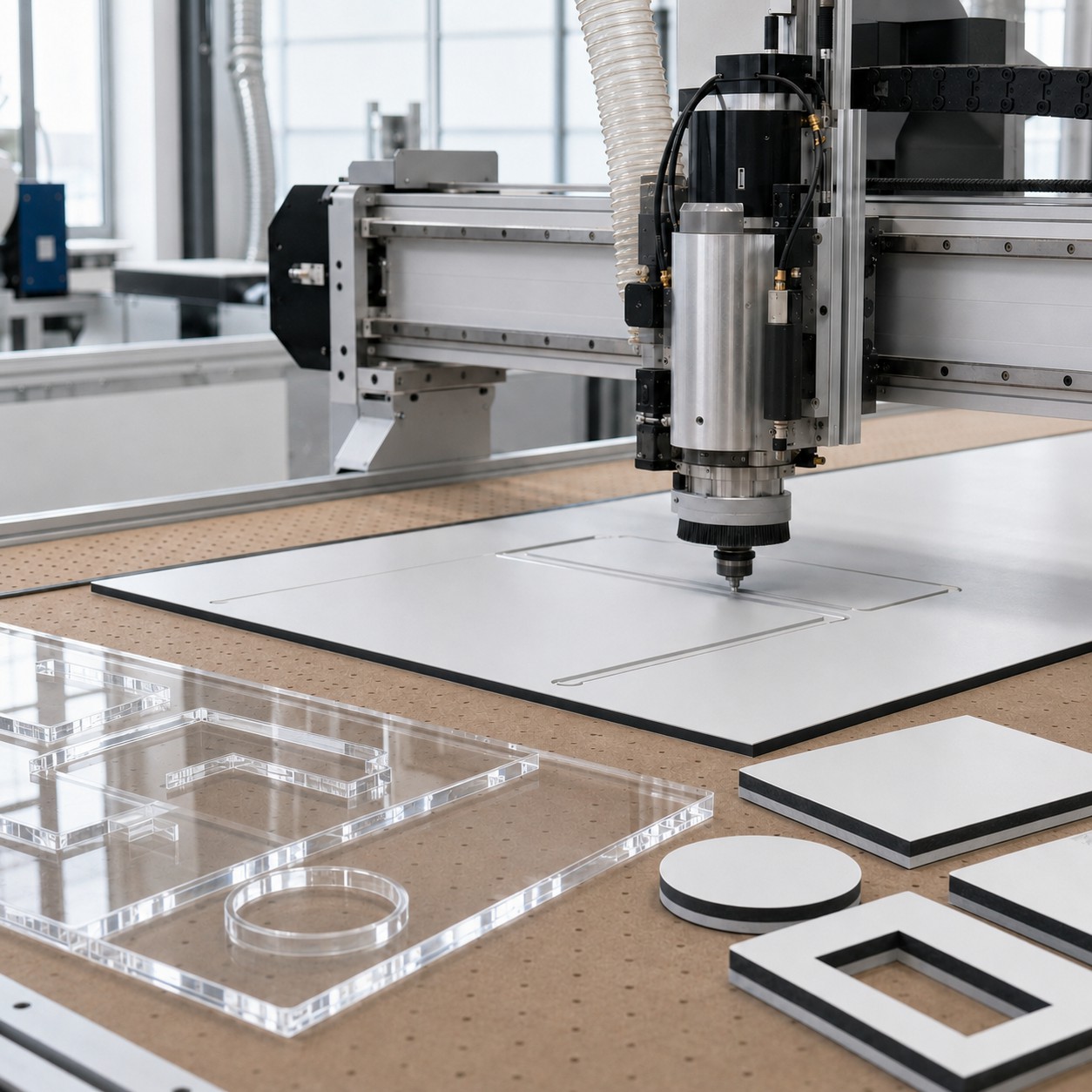 CNC-Fräsen Aluverbund und Acrylglas