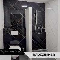 PVC Wandpaneel Duschrückwand Sahara-Black in Marmor-Opt