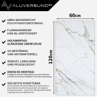 PVC Wandpaneel Wandfliesen Carrara-Gold in Marmor-Optik Hoch
