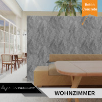 PVC Wandpaneel Wandfliesen Beton in Beton-Optik Hochglanz - 