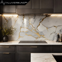 PVC Wandpaneel Duschrückwand Aurora-Gold in Marmor-Opti