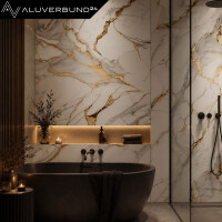 PVC Wandpaneel Duschrückwand Aurora-Gold in Marmor-Opti