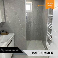 PVC Wandpaneel Duschrückwand Obsidian-Grey in Marmor-Op