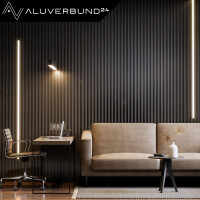 Akustik-Wandpaneel Slim 278x60cm Anthrazit Holz Akustikpanee