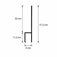 Aluminium Fugenprofil A6 Stuhlform für 6 mm HPL Platten