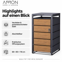 AMON Mülltonnenbox WOOD 240L für 1 Tonne 6