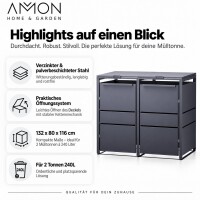 AMON Mülltonnenbox STYLE 240L für 2 Tonnen 3