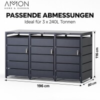AMON Mülltonnenbox SIMPLE 240L für 3 Tonnen 7
