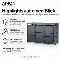 AMON Mülltonnenbox STYLE 240L für 3 Tonnen 3