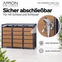 AMON Mülltonnenbox WOOD 240L für 3 Tonnen 6