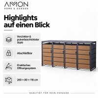 AMON Mülltonnenbox WOOD 240L für 4 Tonnen 3