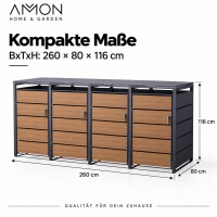 AMON Mülltonnenbox WOOD 240L für 4 Tonnen 4