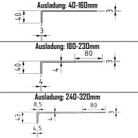 Aluminium-L-Wandhalter-160 WB1 40/60/3-160 mm 3
