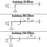 Aluminium-L-Wandhalter-85 mit RL Holz & Stahl WBH4 40/12