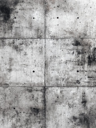 The concrete wall features unique textures and dark spots, revealing an industrial urban environment with depth.