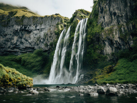 a waterfall in a rocky area