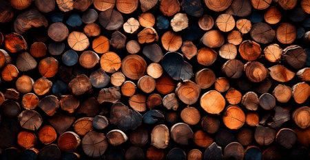 Panoramic background, wood firewood texture AI generated image